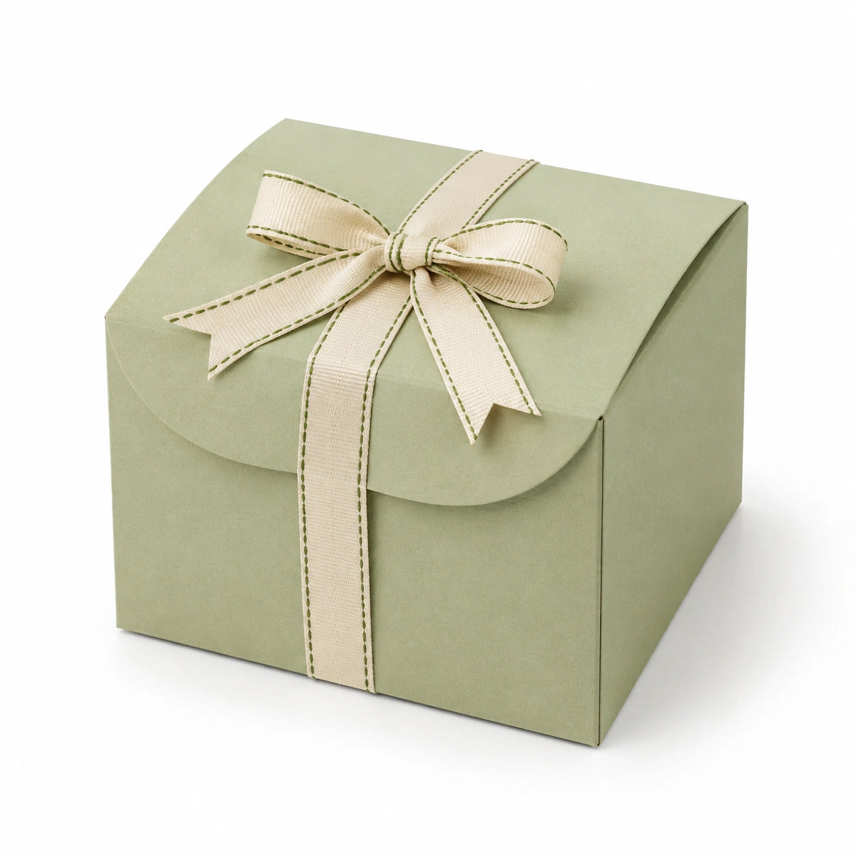 Boîte cadeau 20 x 20 x 12 cm en carton vert avec ruban décoratif