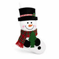 Chaussette de Noël 45 cm en textile blanc rouge vert motif bonhomme de neige à suspendre