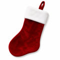 Chaussette décorative 45 x 25 cm en textile rouge et blanc à suspendre
