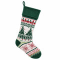 Chaussette de Noël 45 cm en textile vert blanc rouge - décoration suspendue