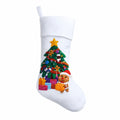 Chaussette de Noël 48 x 28 cm en feutrine blanche décor arbre suspendue