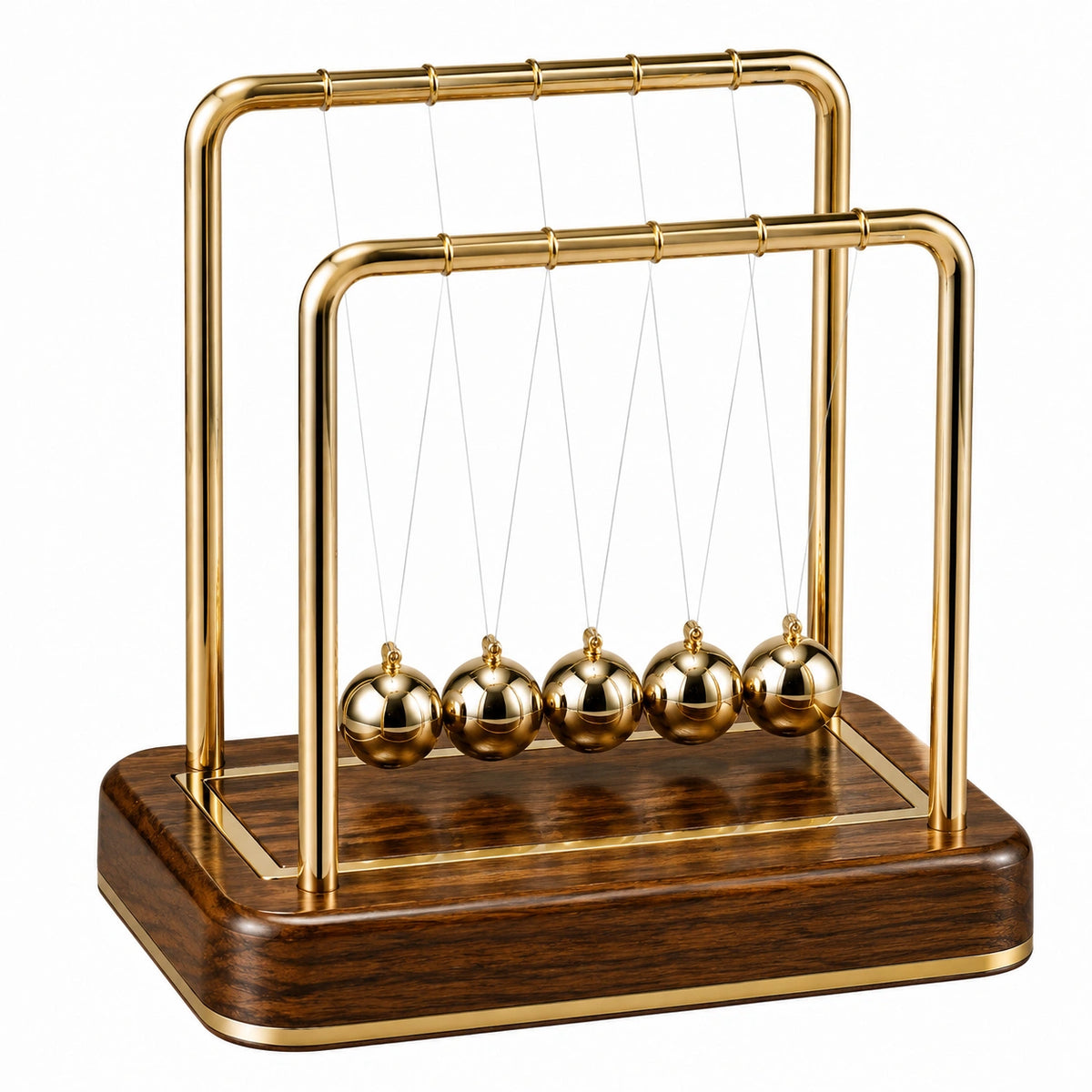 Pendule de Newton 30 x 15 x 32 cm en métal doré et bois décoratif de bureau