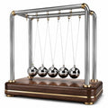 Pendule de Newton 30 x 15 x 28 cm en métal argenté et bois brun décoratif de bureau