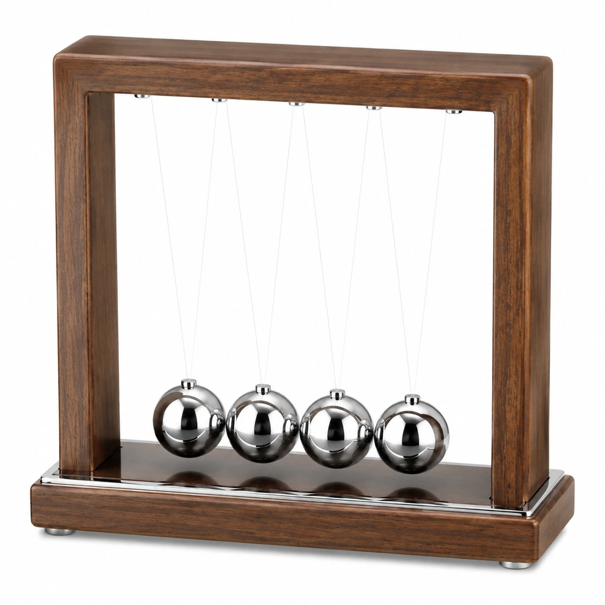 Pendule de Newton 30 x 10 x 28 cm bois brun et métal décoratif