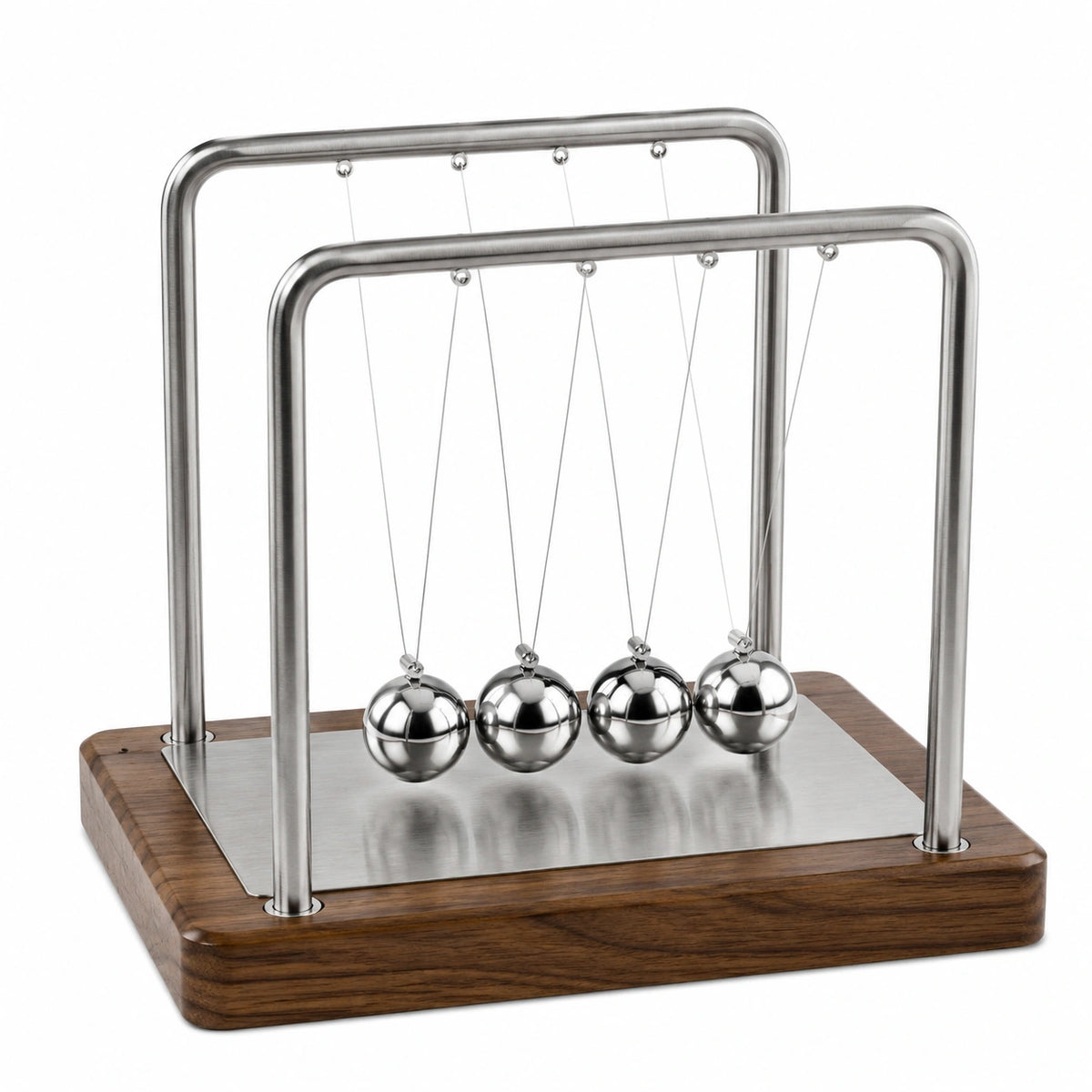 Pendule de Newton 30 x 14 x 27 cm en bois et métal argenté décoratif de bureau