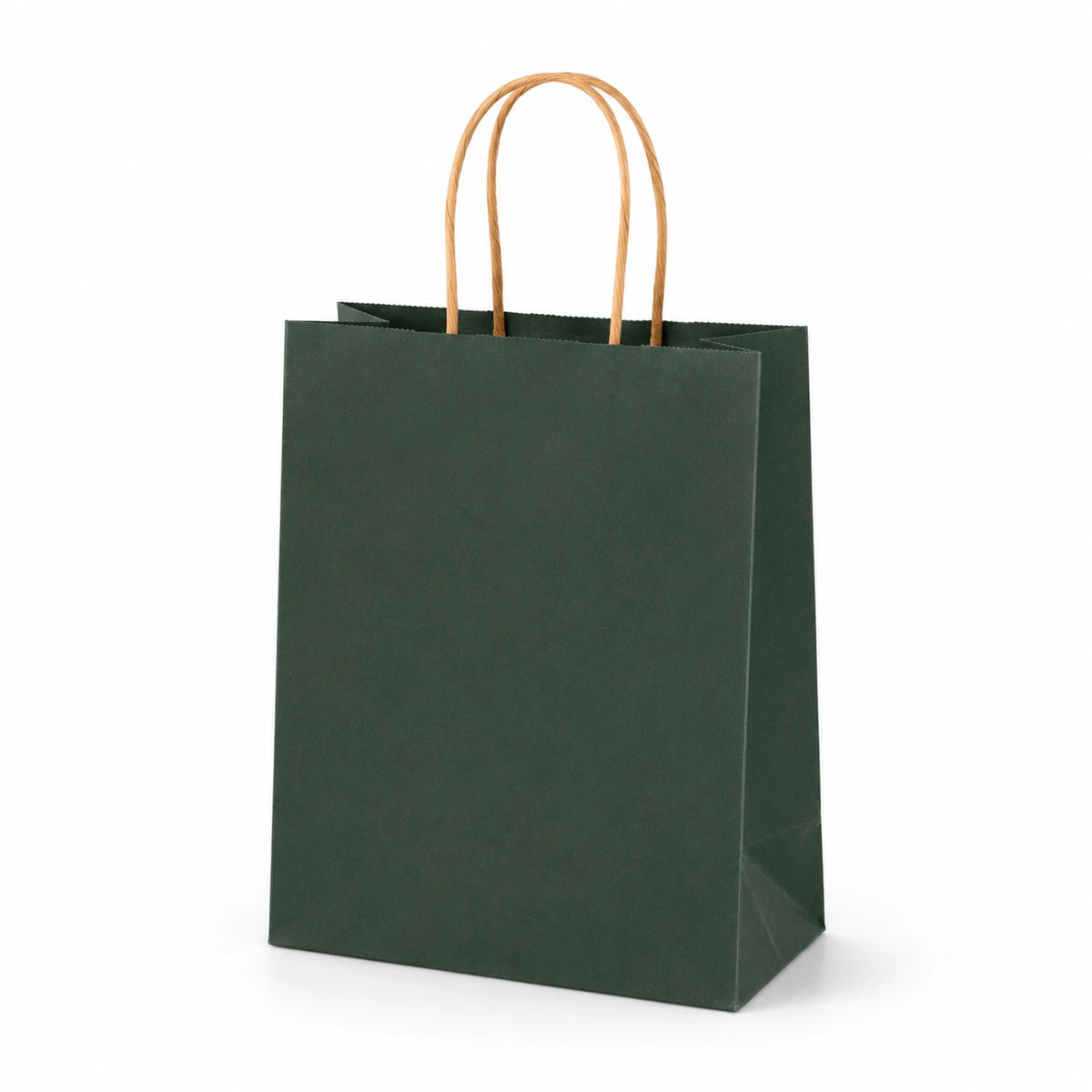 Sac cadeau en papier 26 x 12 x 32 cm vert foncé avec poignées torsadées pour emballage